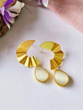 Golden Monalisa Stone Dangler Earrings | AMOLA