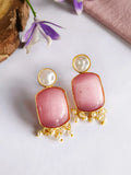 Golden Monalisa Pearl Drop Handmade Studs | AMOLA
