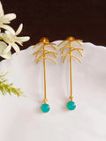 Gold-Plated Aqua Blue Matte Stone Earrings | AMOLA
