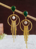 Golden Monalisa Stone Chic Dangler Earrings | AMOLA
