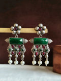 Antique Oxidised Meenakari Earrings | AMOLA