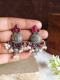 Silver Replica Kalash Kundan Stud Earrings | AMOLA