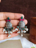 Silver Replica Kalash Kundan Stud Earrings | AMOLA