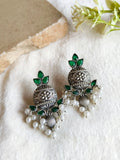 Silver Replica Kalash Kundan Stud Earrings | AMOLA