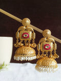 Premium Golden Pearl Drop Jhumki Elegance | AMOLA