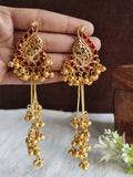 Red-Stone Kashmiri Ghungroo Drop Earrings | AMOLA