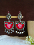 D Shaped Enamel Earrings with Small Ghungroo | AMOLA