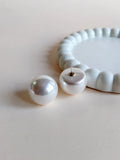 Classic Big White Pearl Stud Earrings | AMOLA