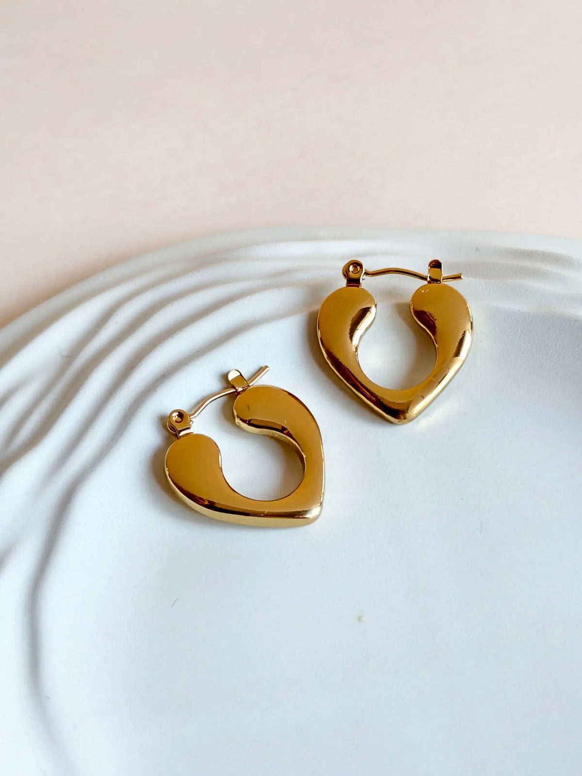 Gold Plated Contemporary Heart Hoop Earrings | AMOLA
