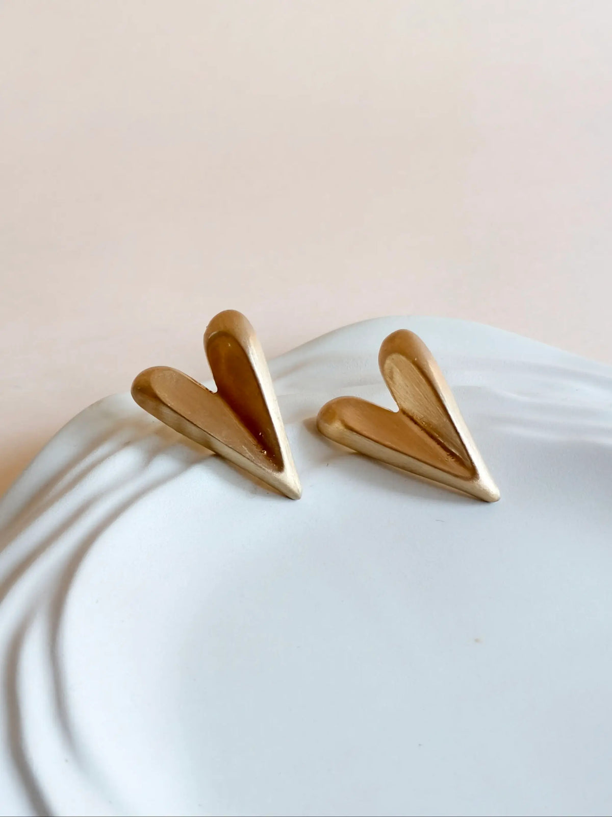 Anti-Tarnish Gold Heart Stud Earrings | AMOLA