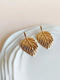 Gold Plated Leaf Shaped Stud Earrings | AMOLA