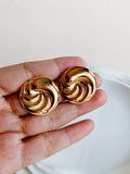 Gold Plated Geometric Thread Stud Earrings | AMOLA