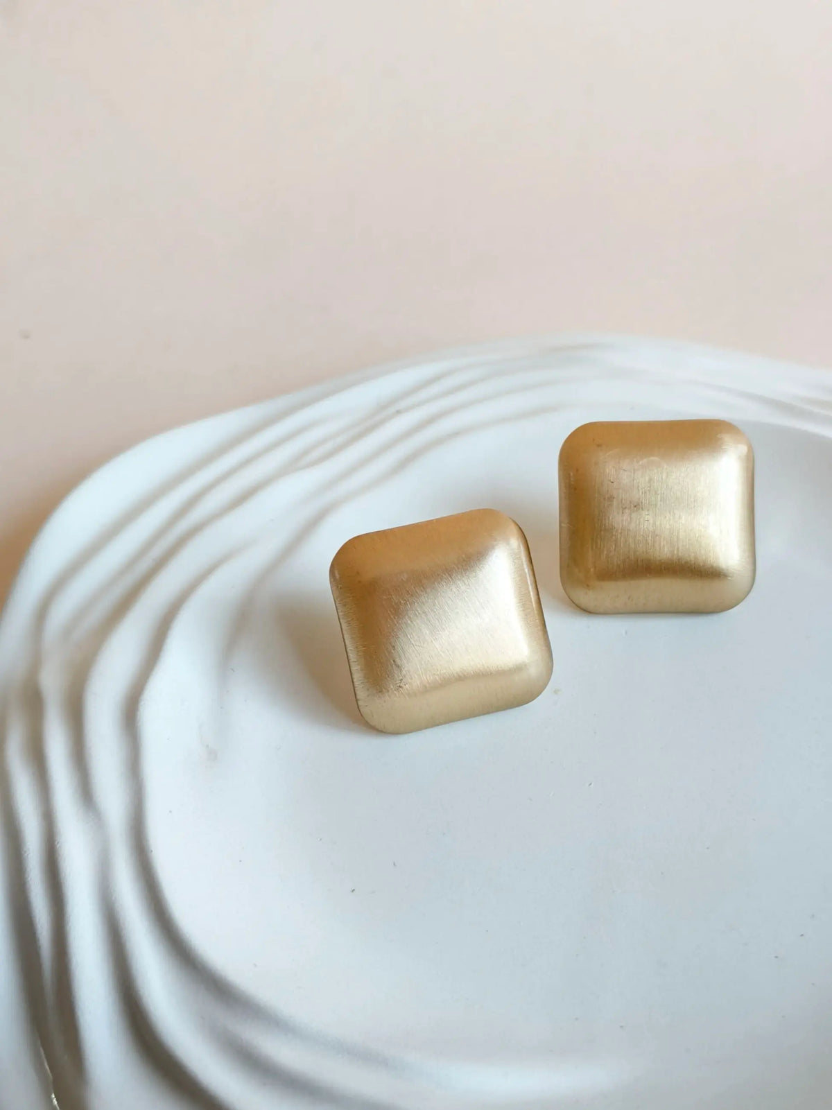 Matte Gold Square Statement Stud Earrings | AMOLA