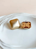 Matte Gold Square Statement Stud Earrings | AMOLA