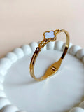 Golden Mother Pearl Clover Openable Kada | AMOLA