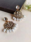 Gold Plated Polki Pearl Chandelier Earrings | AMOLA