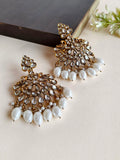 Gold Polki Kundan Pearl Drop Dangler | AMOLA