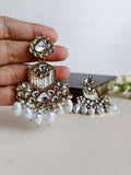 Gold Finish Kundan Polki Dangler Earrings | AMOLA