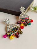 Kundan Multicolor Beaded Dangler Earrings | AMOLA