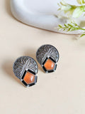 Oxidized German Silver Monalisa Studs | AMOLA