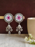 Oxidised Meenakari Round Dangler Earrings | AMOLA
