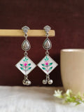 Hand Painted Oxidised Silver Enamel Earrings | AMOLA