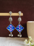 Hand Painted Oxidised Silver Enamel Earrings | AMOLA