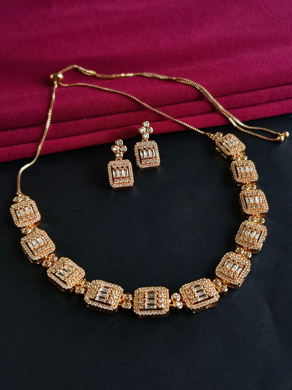 Premium American Diamond Necklace Set | AMOLA