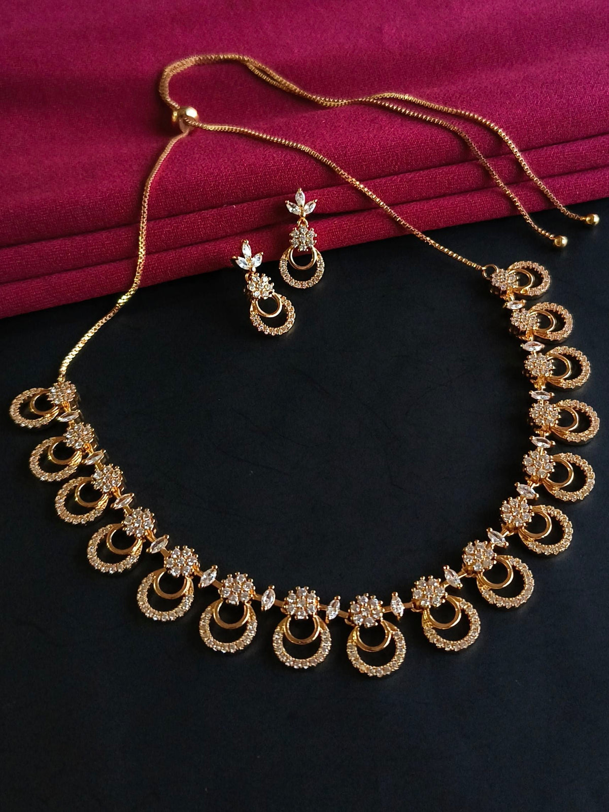 Premium American Diamond Necklace Set | AMOLA