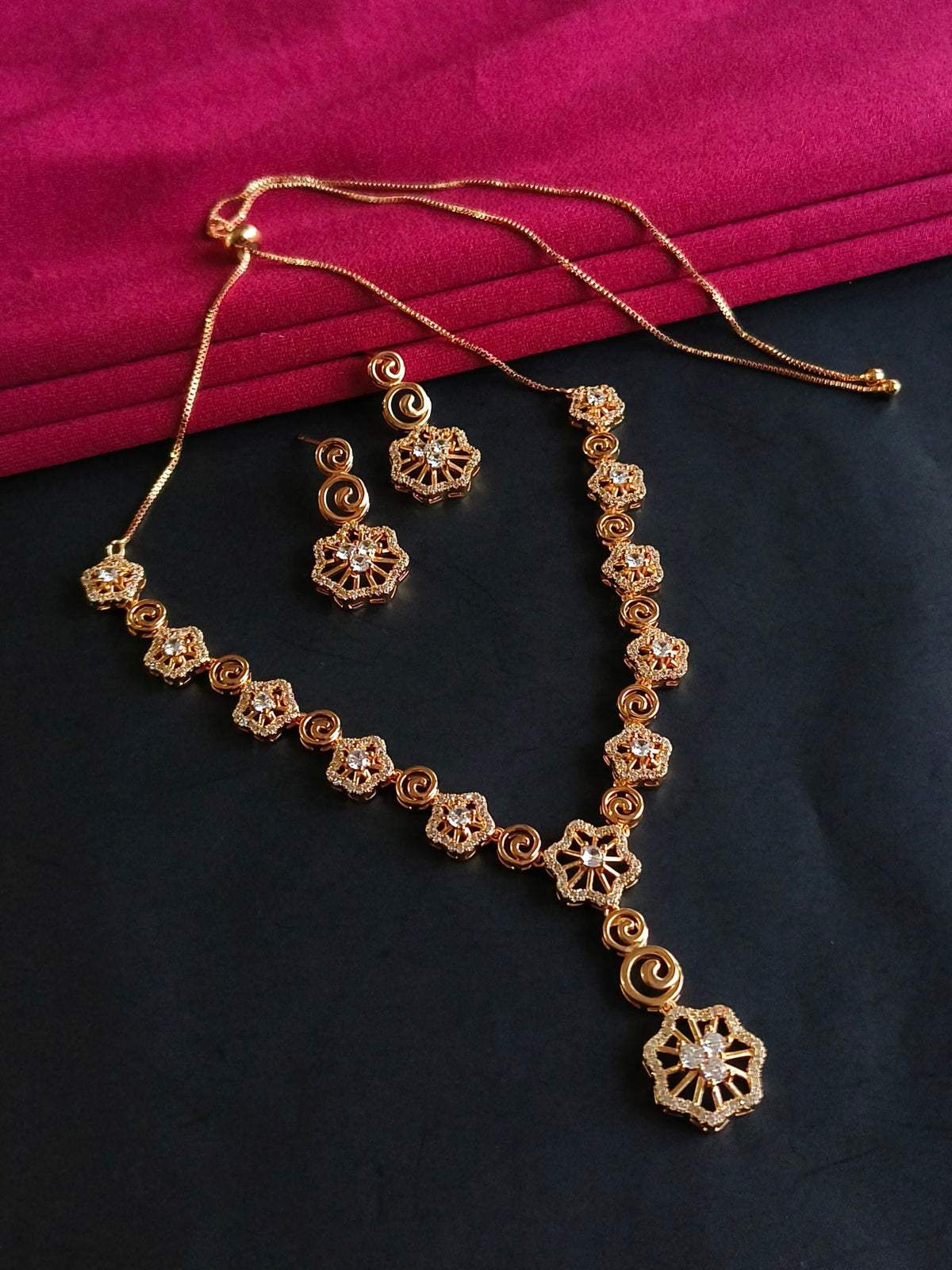 Premium American Diamond Necklace Set | AMOLA