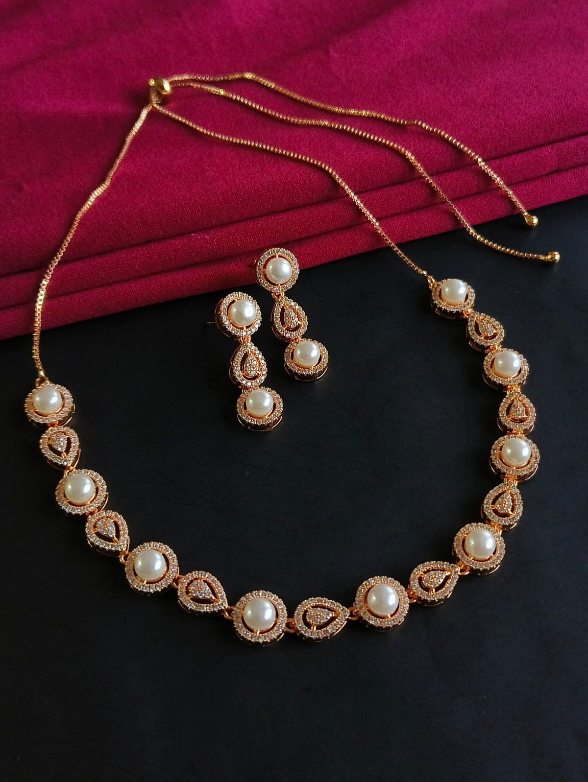 Premium American Diamond Necklace Set | AMOLA