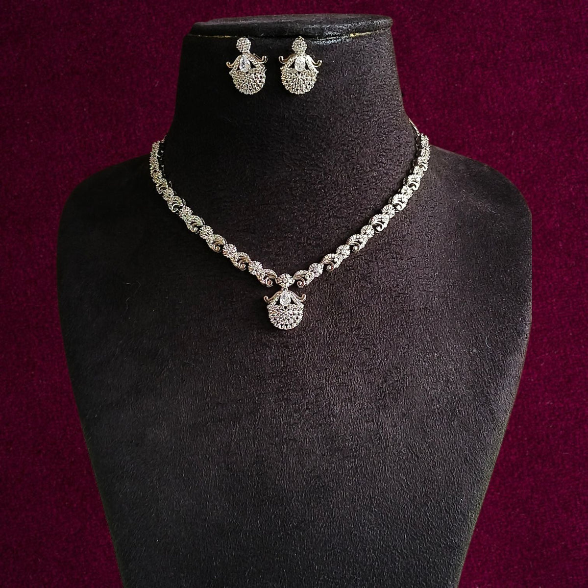 Premium American Diamond Necklace Set | AMOLA