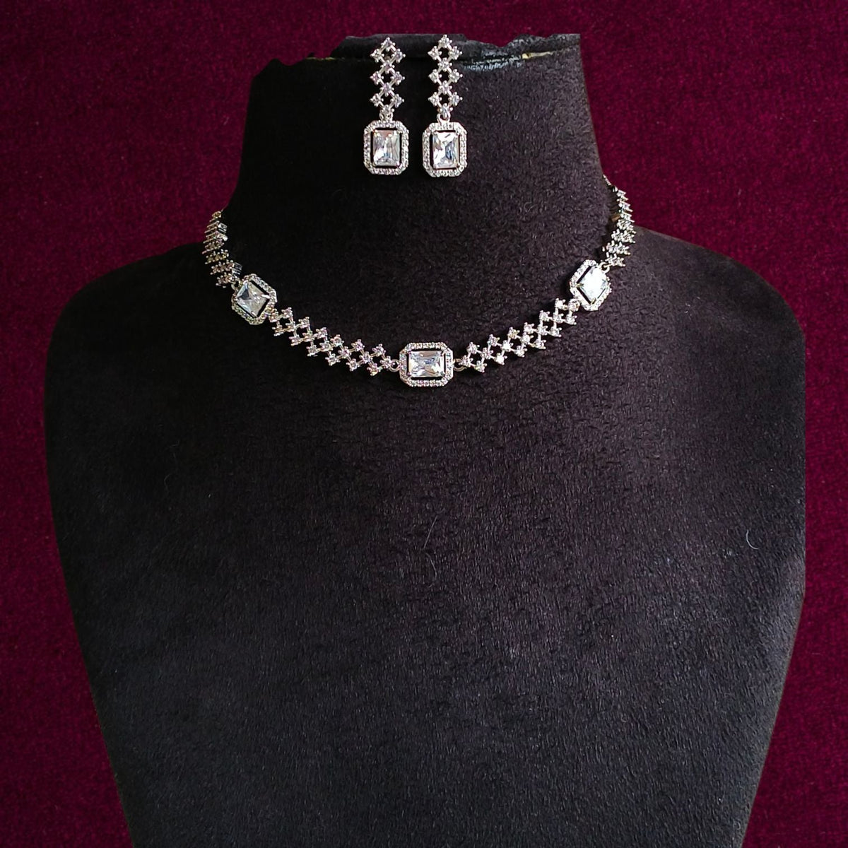 Premium American Diamond Necklace Set | AMOLA