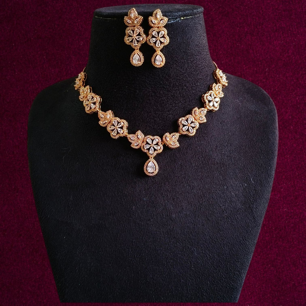 Premium American Diamond Necklace Set | AMOLA