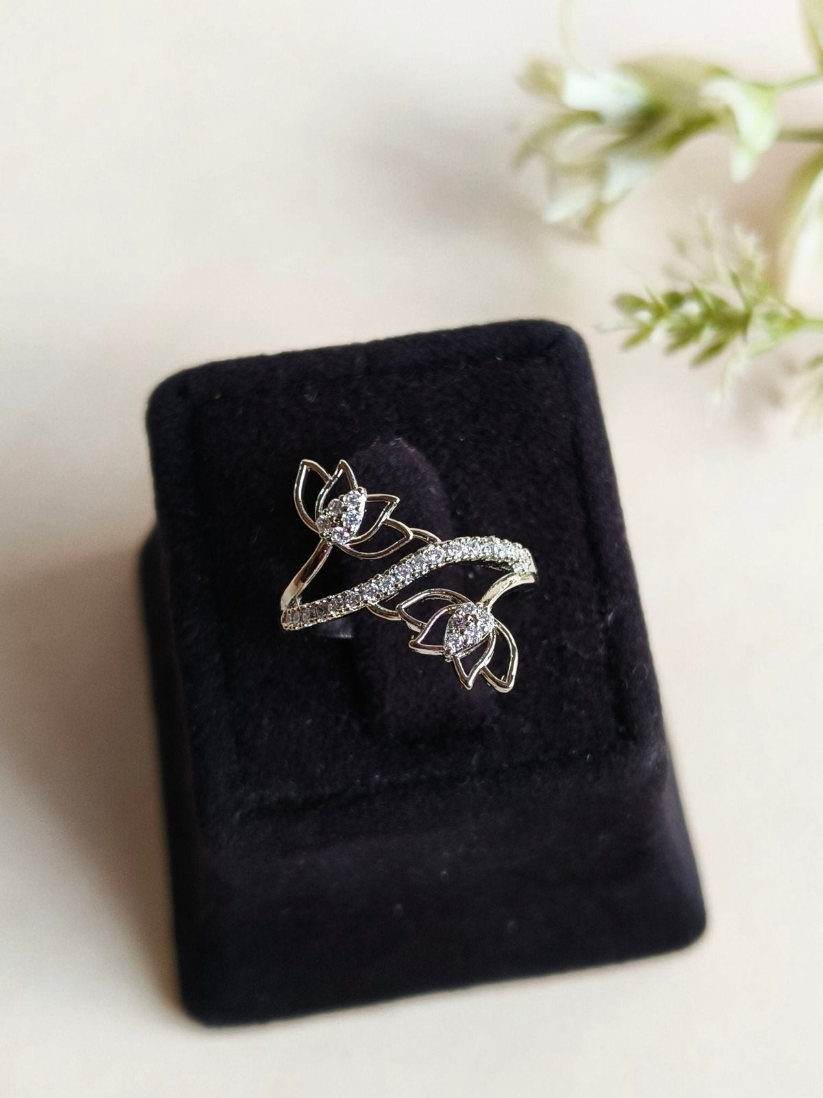 Stylish American Diamond Adjustable Ring | AMOLA