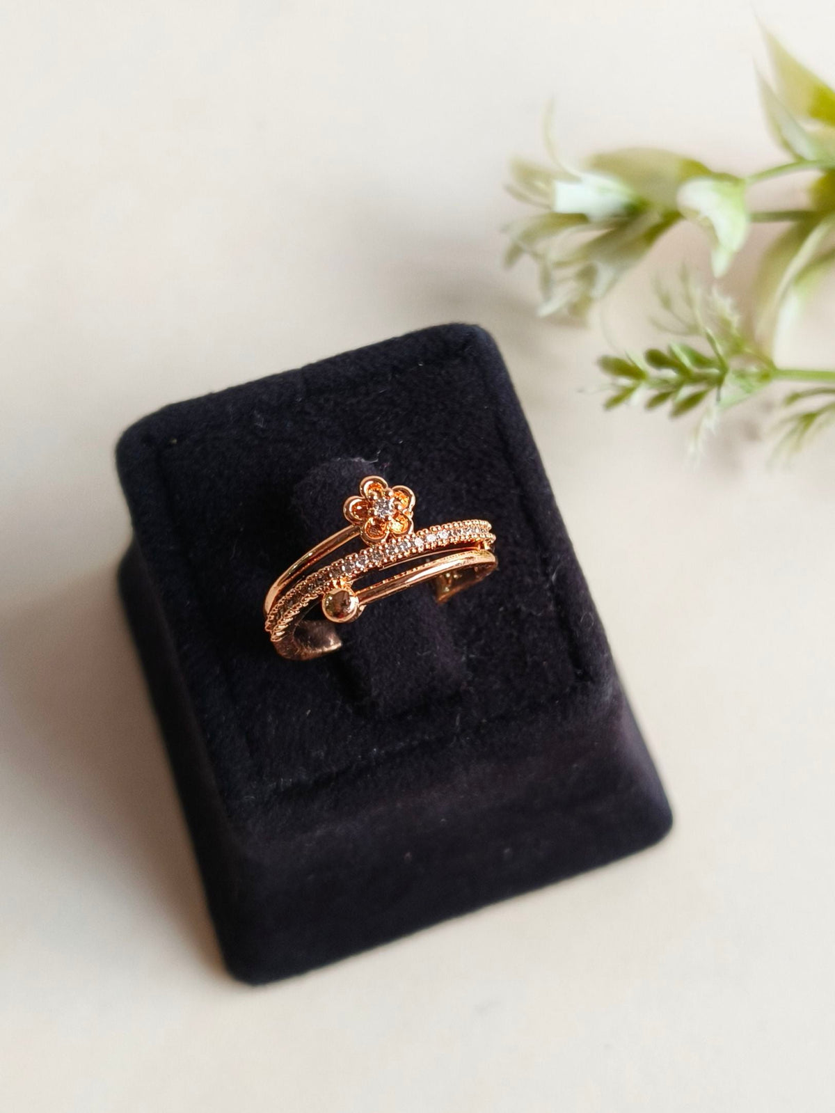 Stylish American Diamond Adjustable Ring | AMOLA