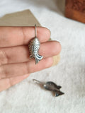 Oxidized Silver Fish Hook Earrings | AMOLA