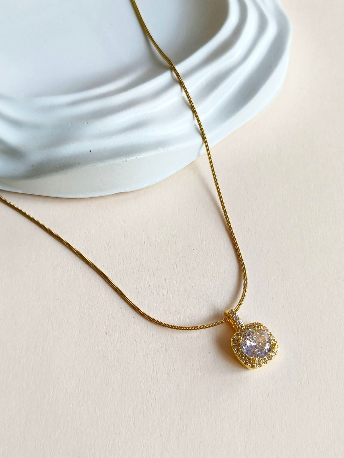 Cushion Cut AD Stone Pendant Necklace | AMOLA