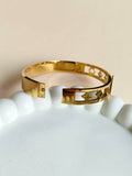 Golden Broad Stainless Steel Open Bangel Bracelet