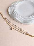 Triple Layer Golden Beaded Charm Bracelet | AMOLA