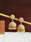 Golden Pearl German Silver Jhumka Earrings | AMOLA