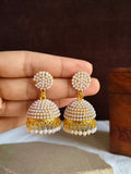 Golden Pearl German Silver Jhumka Earrings | AMOLA