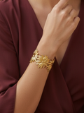 Golden Floral Adjustable Bangle Bracelet | AMOLA
