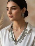 Silver Look Alike Coin Necklace Set | AMOLA