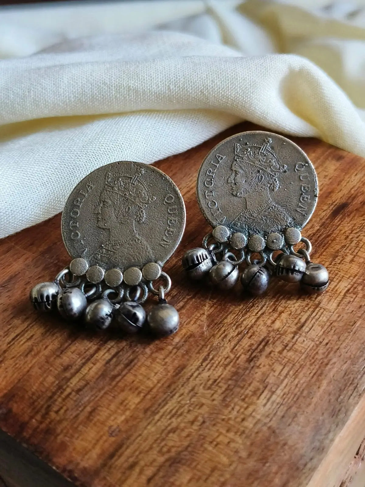 Oxidised Coin Stud Earrings for Daily Wear | AMOLA