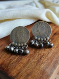 Oxidised Coin Stud Earrings for Daily Wear | AMOLA