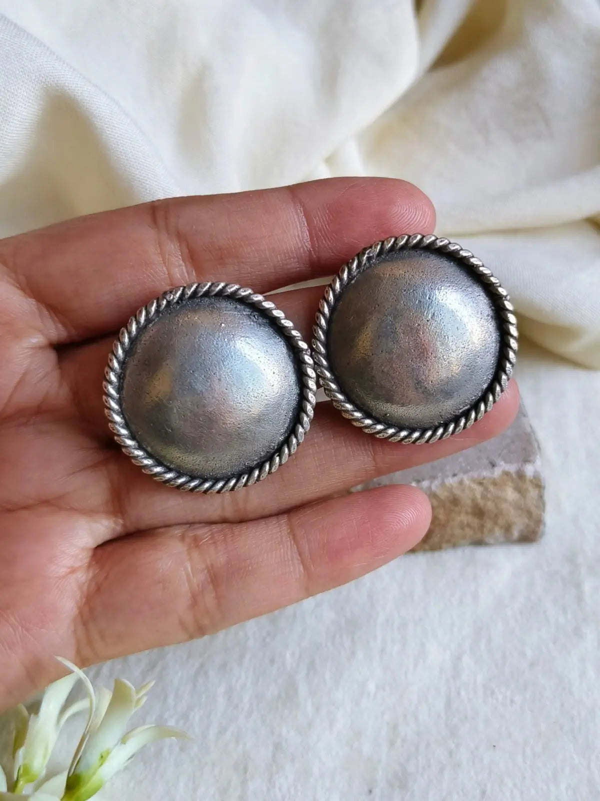 Timeless Silver Coin Stud Earrings | AMOLA