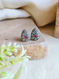 Unique Oxidised Pan-Shaped Tiny Stud Earrings | AMOLA