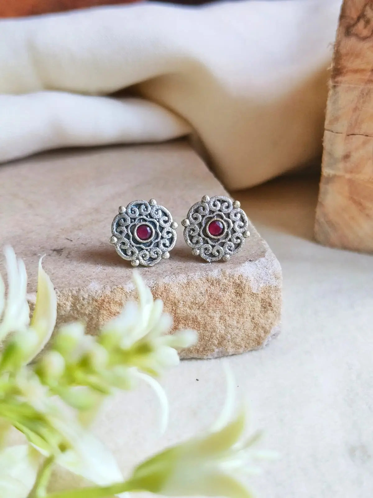 Elegant Silver-Plated Stud Earrings for Casual Wear | AMOLA