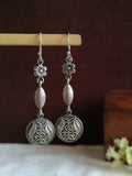 Silver Polished Oxidized Boho Hook Earrings | AMOLA